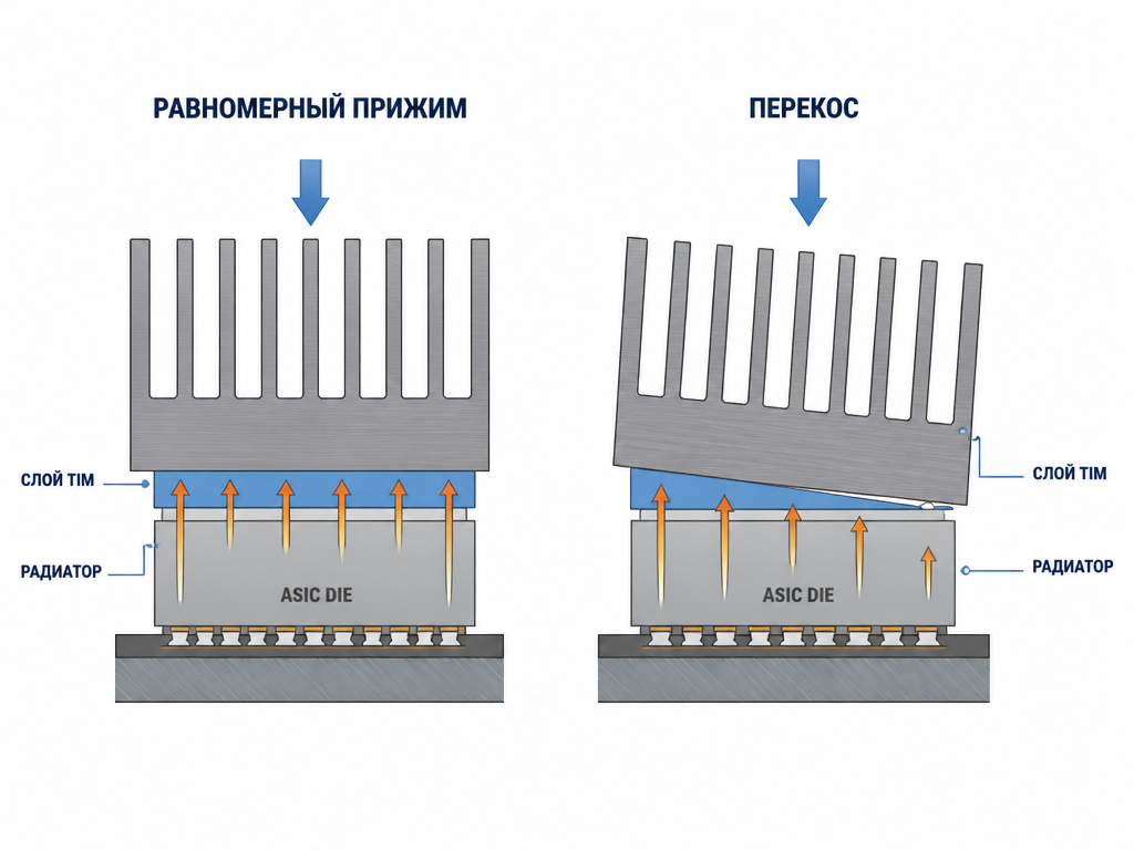 Равномерный и неравномерный прижим ASIC