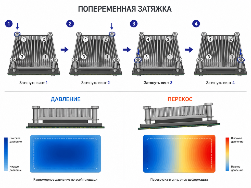Перекрёстная затяжка и распределение давления