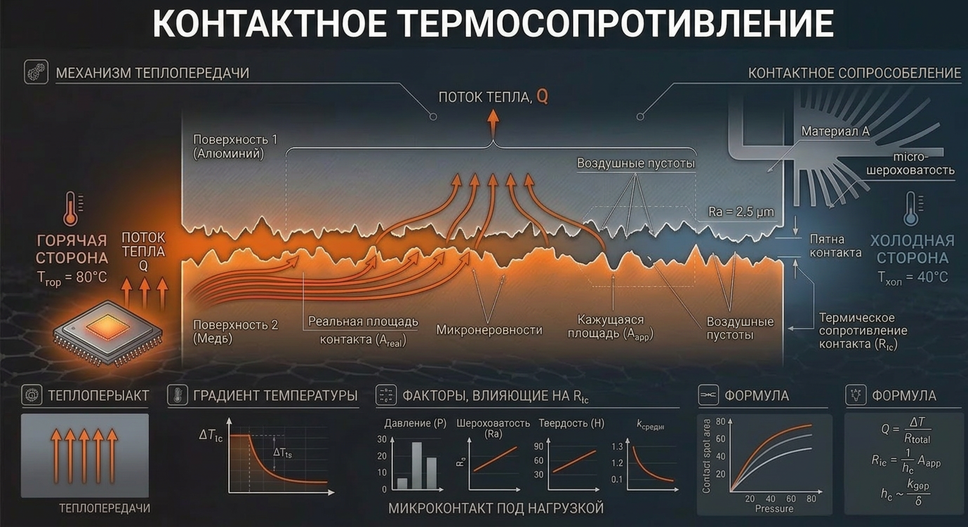Инфографика: тепловой поток через интерфейс