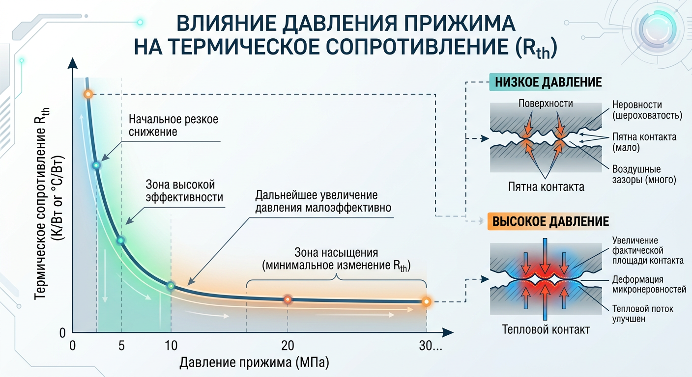 График: R_th vs давление