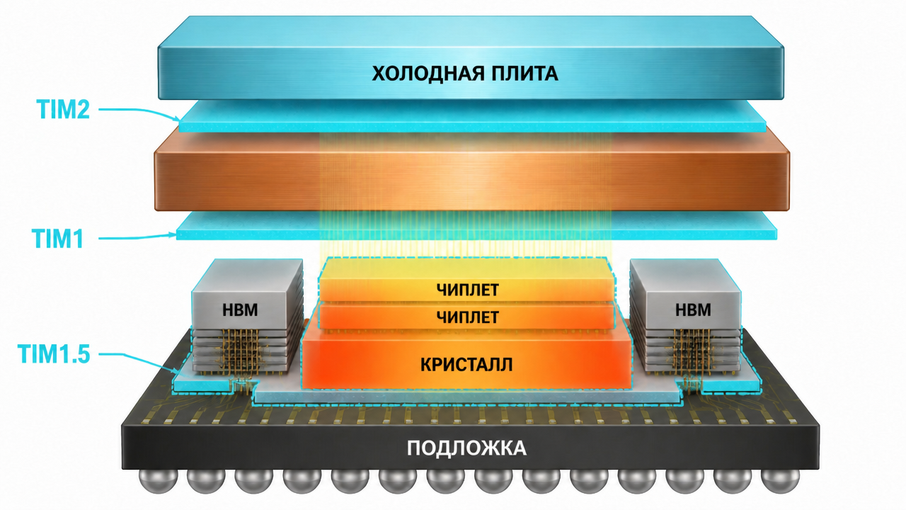 TIM1, TIM1.5 и TIM2 в передовой упаковке