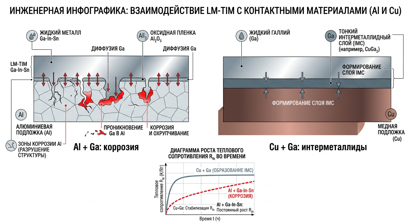 Коррозия и интерметаллиды в LM-TIM